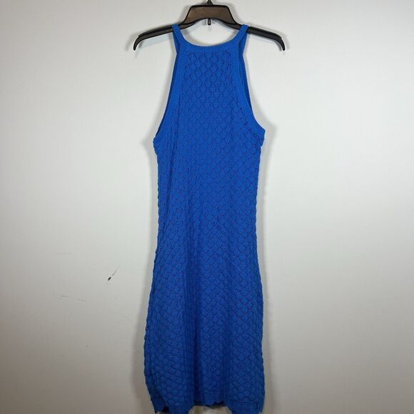 Eliza J Cobalt Blue Crochet Midi Dress Size L NWT $148 spring summer trendy - Picture 4 of 6